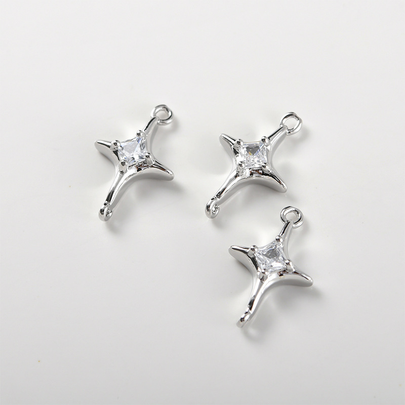 Cubic Zirconia Inlaid Star Charm Jewelry Pendant for Necklace Bracelet Earrings DIY