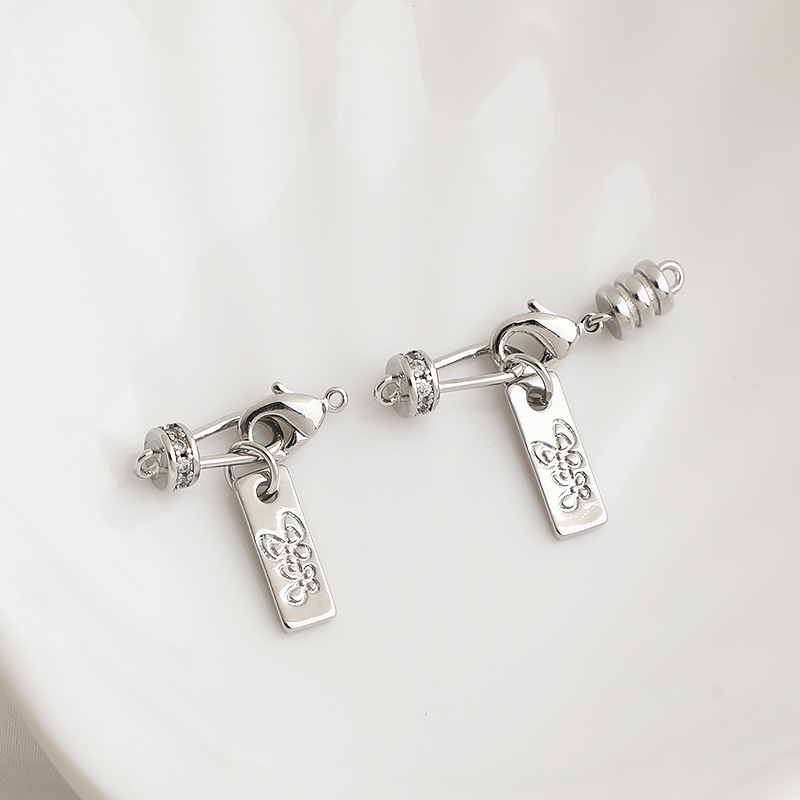 Zircon Inlaid Lobster Clasp Set with Butterfly Charm