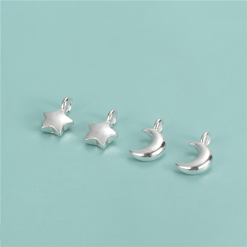 925 Sterling Silver Star and Moon Charm Pendant for Jewelry DIY