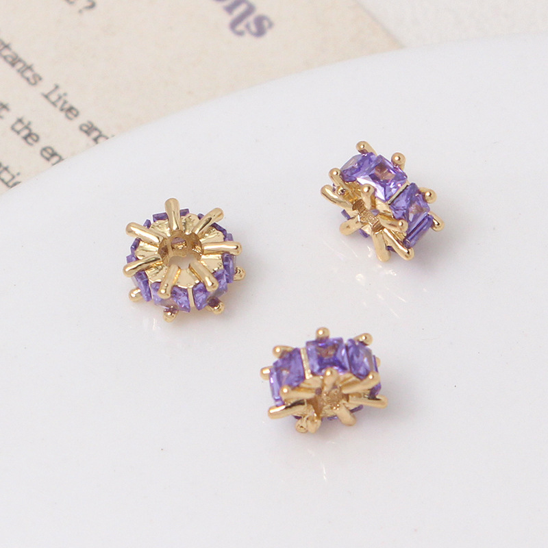 Inlaid Square Zircon Wheel Spacer Bead