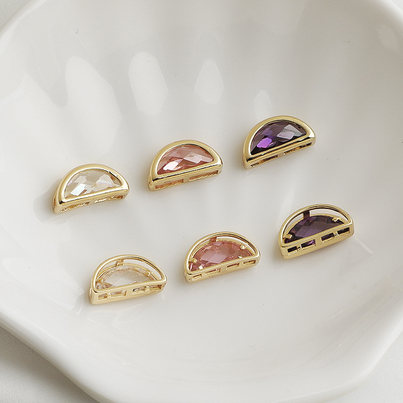 15*7.5*5.8mm Half Moon Zirconia Inlaid Spacer Bead