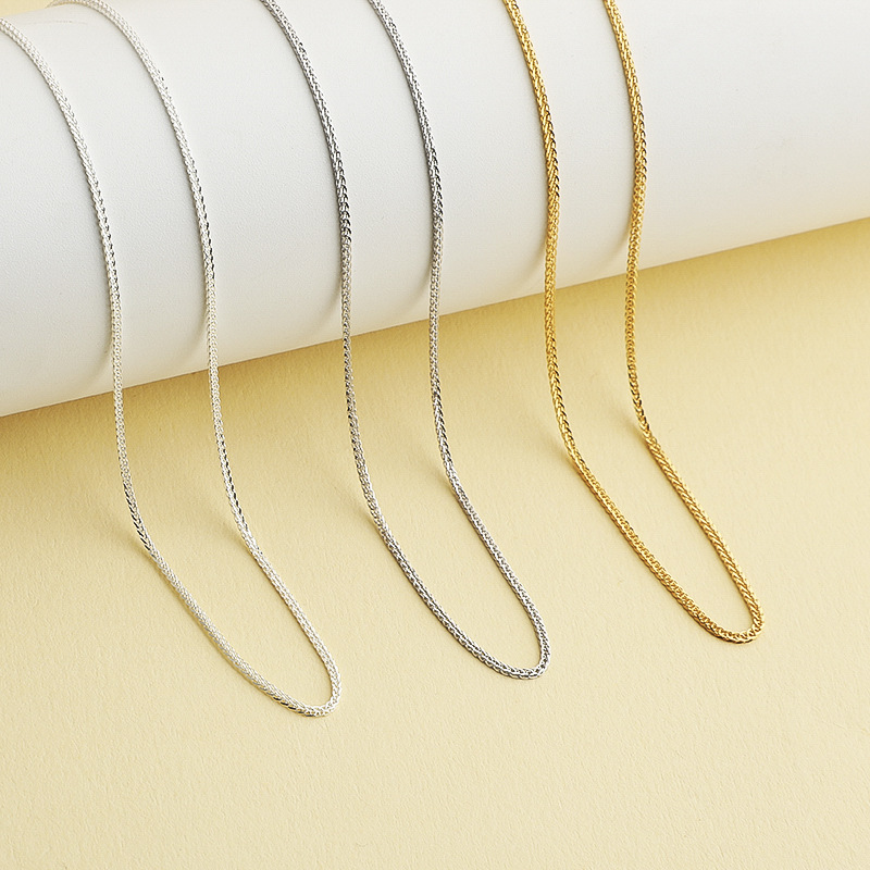 925 Sterling Silver Wheat Link Necklace Chain 15.75+1.97 Inches