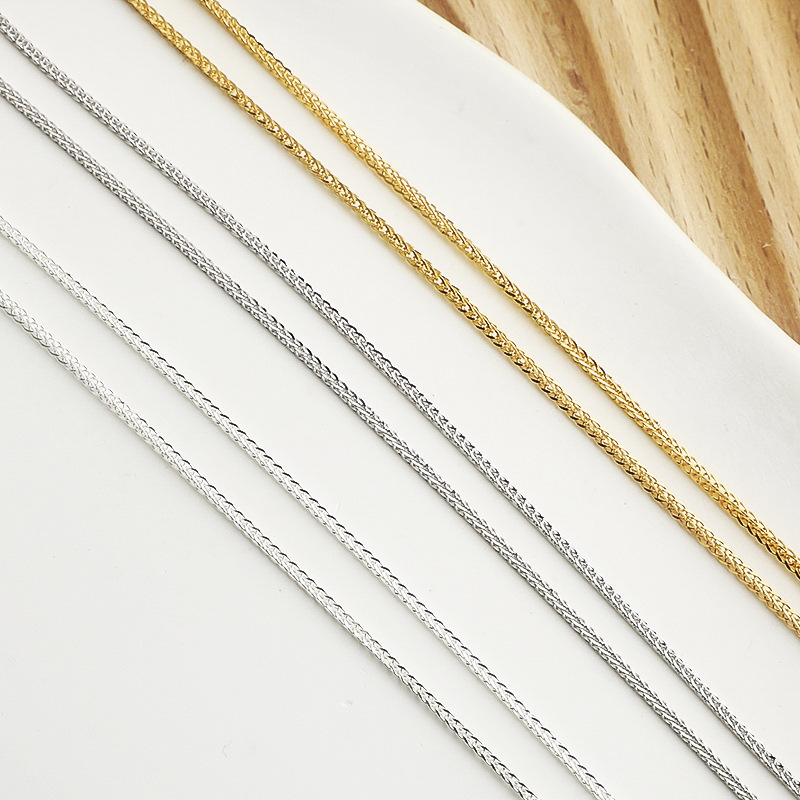 925 Sterling Silver Wheat Link Necklace Chain 15.75+1.97 Inches