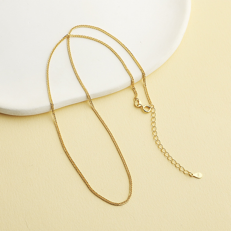 925 Sterling Silver Wheat Link Necklace Chain 15.75+1.97 Inches