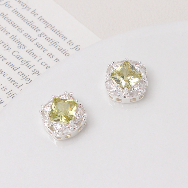 Starry Zirconia Inlaid Gold Plated Square Spacer Beads