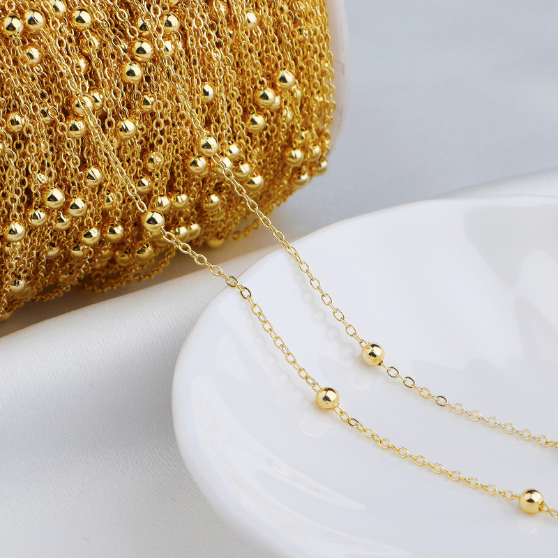 Gold Plated Beaded Chain Satellite Chain O Shaped Chain 1m