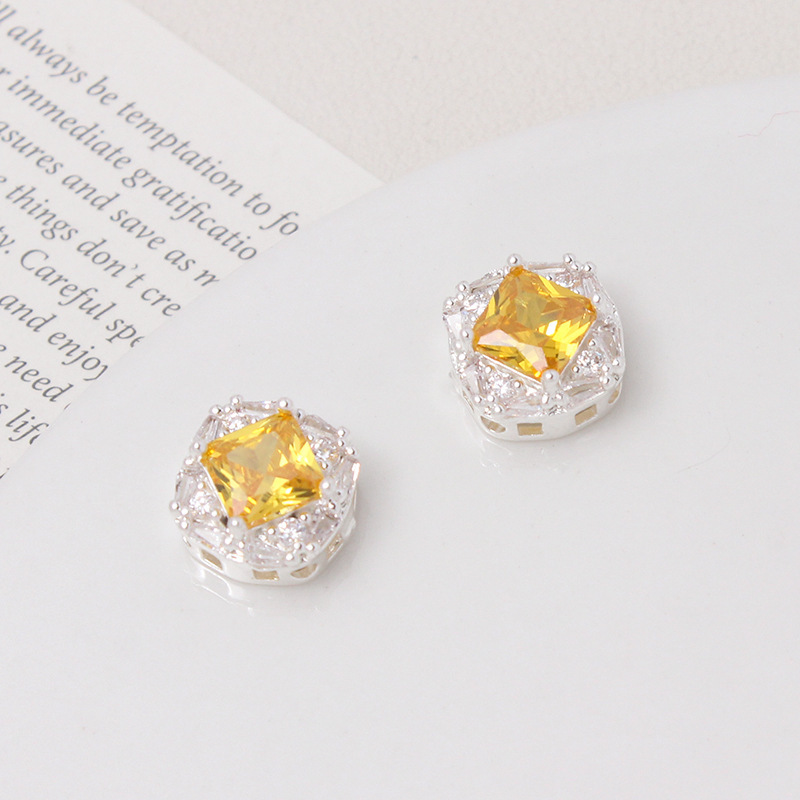 Starry Zirconia Inlaid Gold Plated Square Spacer Beads