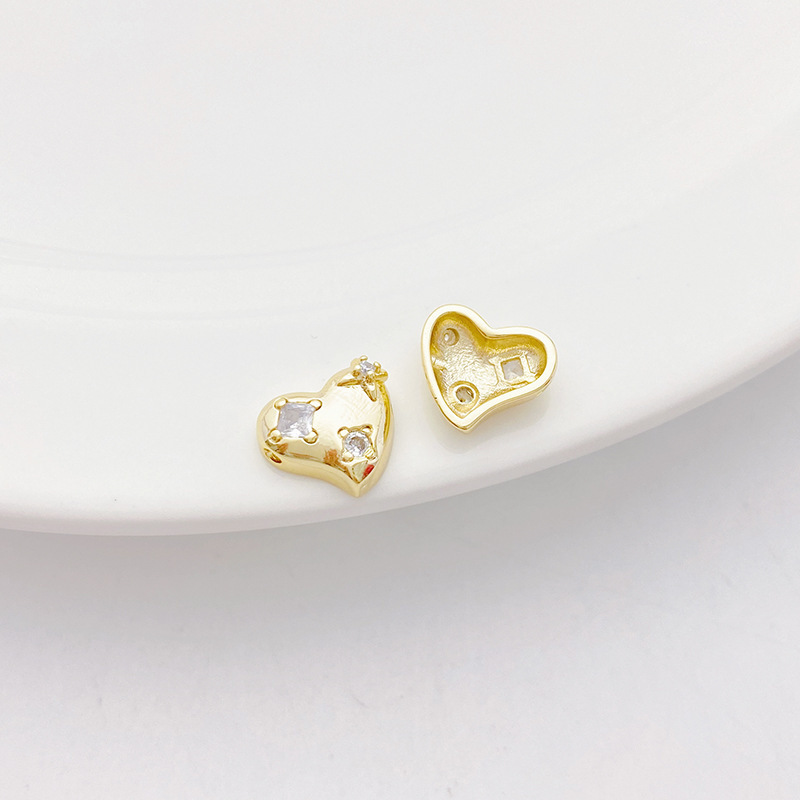 Colored Cubic Zirconia Inlaid Heart Pendant Jewelry Charm