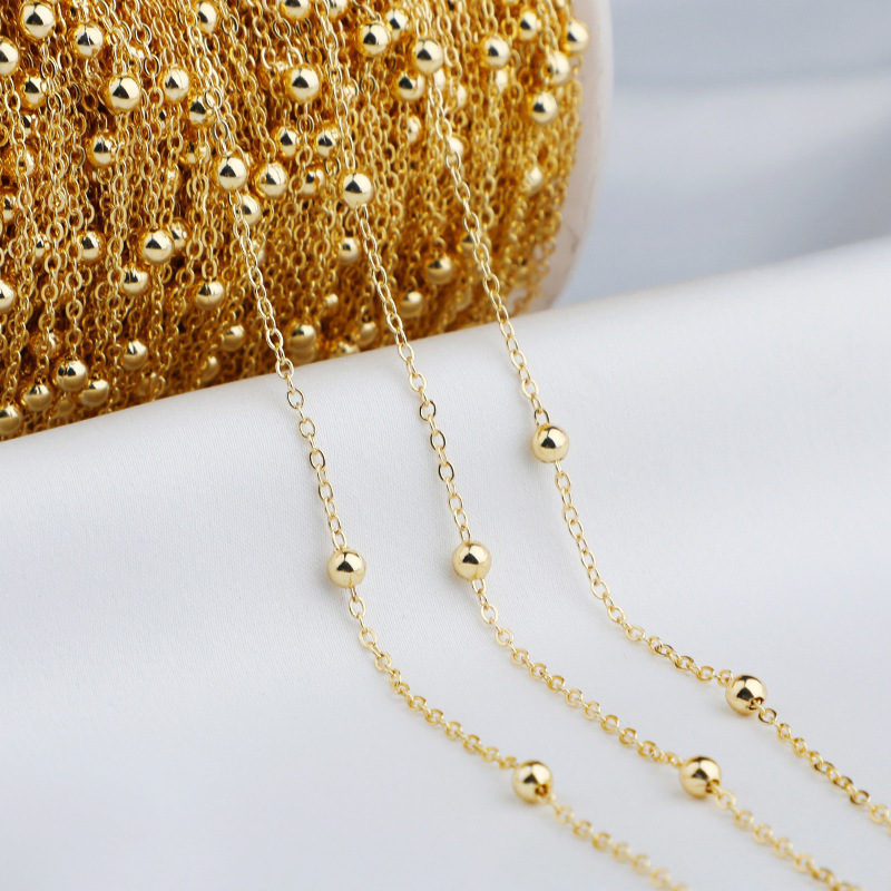 Gold Plated Beaded Chain Satellite Chain O Shaped Chain 1m