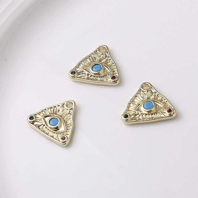 Colored Zircon Inlaid Geometric Pendant Rhomboid Triangle Moon Star Ey