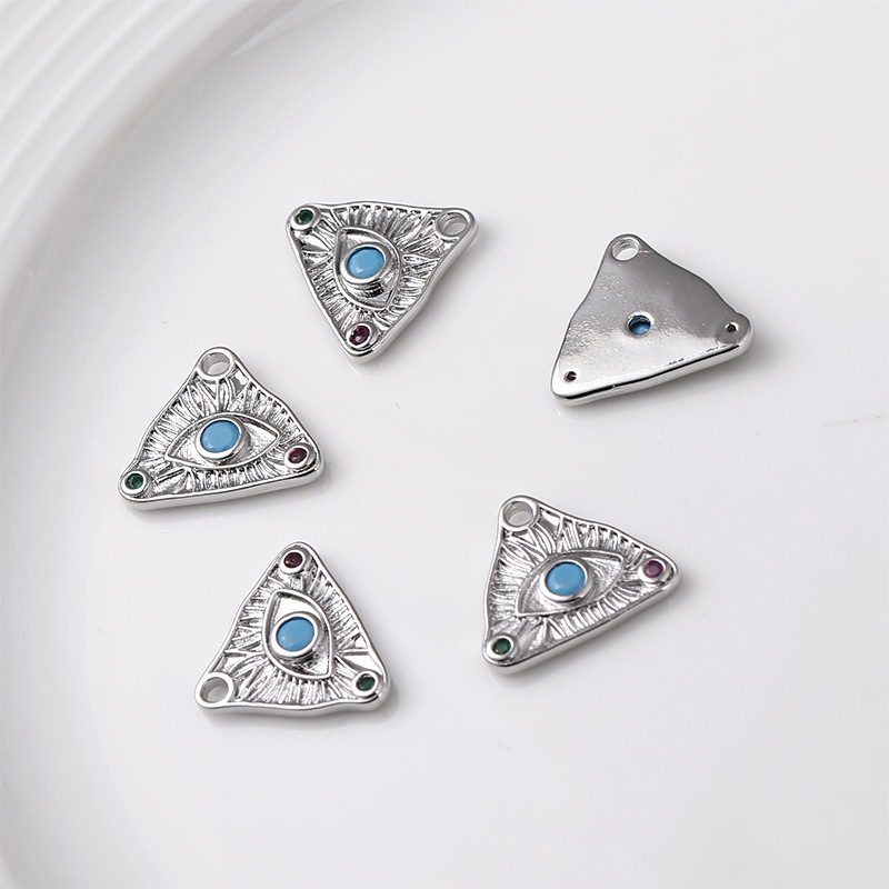 Colored Zircon Inlaid Geometric Pendant Rhomboid Triangle Moon Star Ey