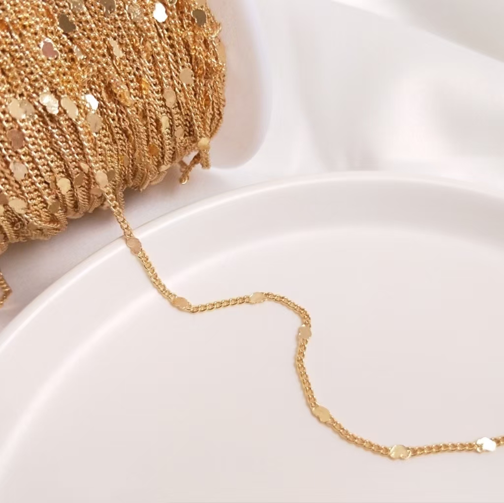 Gold Plated 1.5mm Curb Satellite Chain with Star Flower Heart Flat she