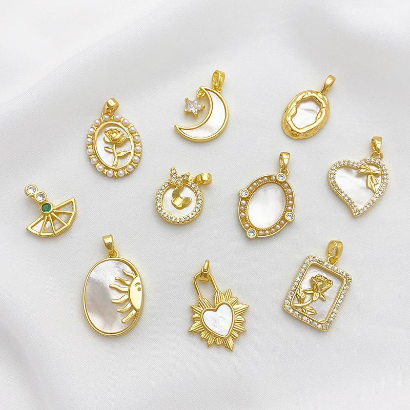 Natural White and Black Shell Inlaid Pendant Jewelry Charms