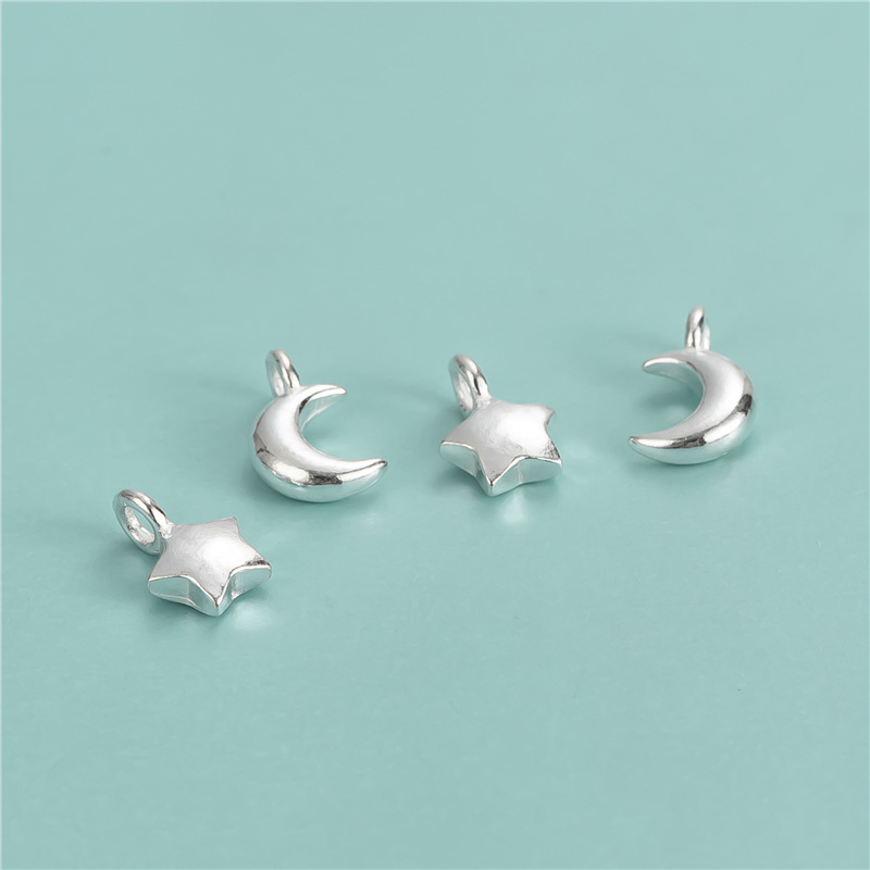 925 Sterling Silver Star and Moon Charm Pendant for Jewelry DIY