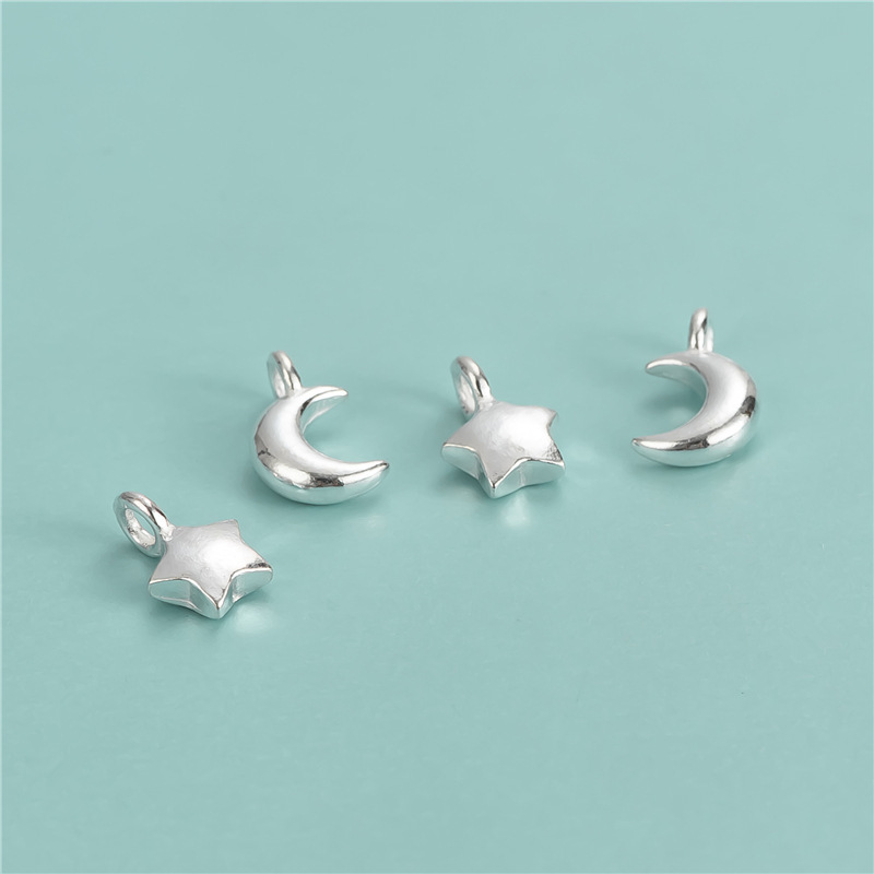 925 Sterling Silver Star and Moon Charm Pendant for Jewelry DIY