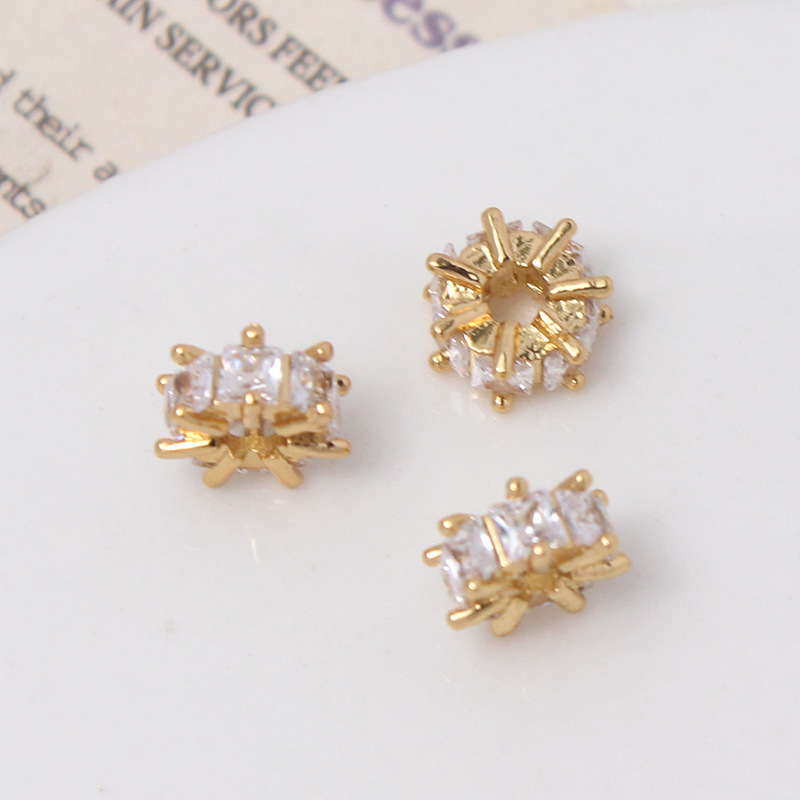 Inlaid Square Zircon Wheel Spacer Bead