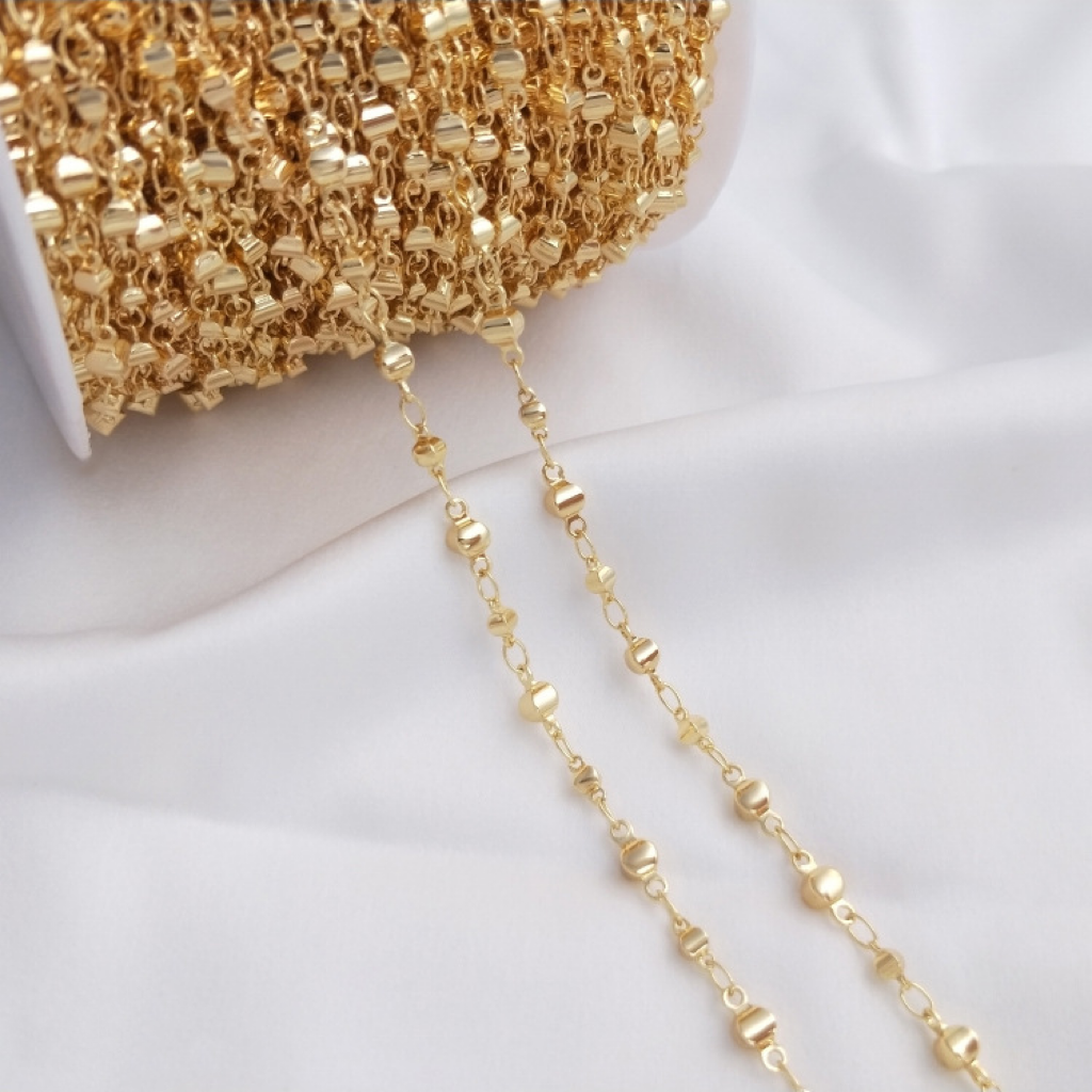 14k Gold Plated Copper Decor Chain for Jwelry DIY Flower Heart 50cm