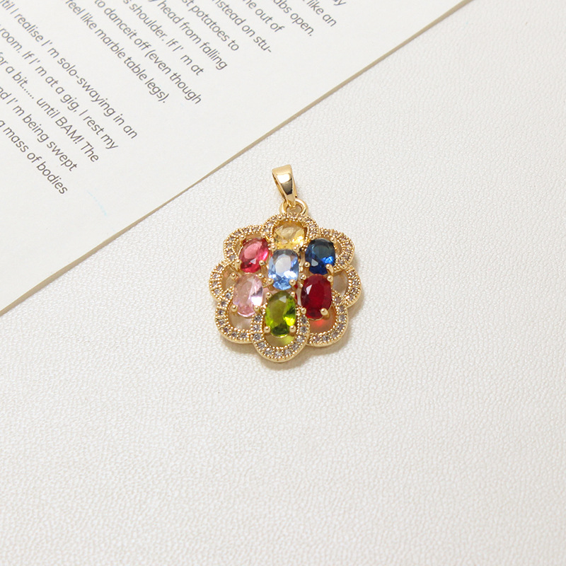 Rainbow Colored Zircon Geometric Arrangement Pendant-likayjewel