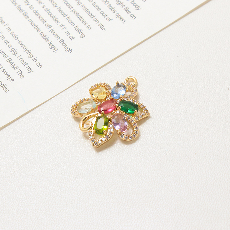 Rainbow Colored Zircon Geometric Arrangement Pendant-likayjewel