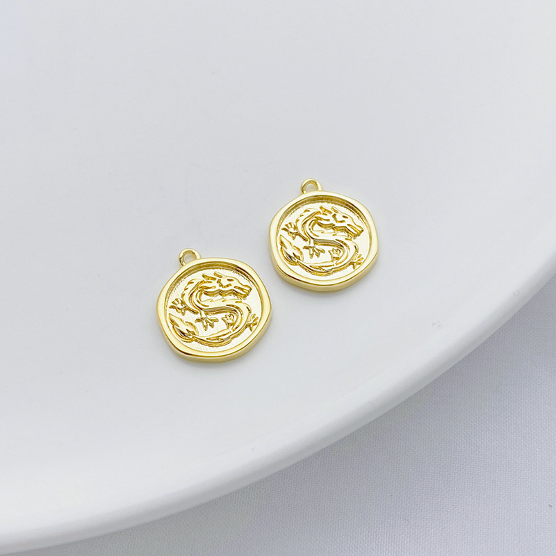14k Gold Plated Copper Relief Charms Pendant for Jewelry DIY