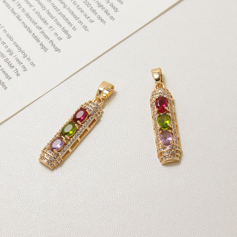 Rainbow Colored Zircon Geometric Arrangement Pendant-likayjewel