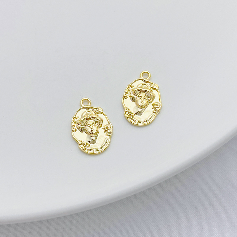14k Gold Plated Copper Relief Charms Pendant for Jewelry DIY