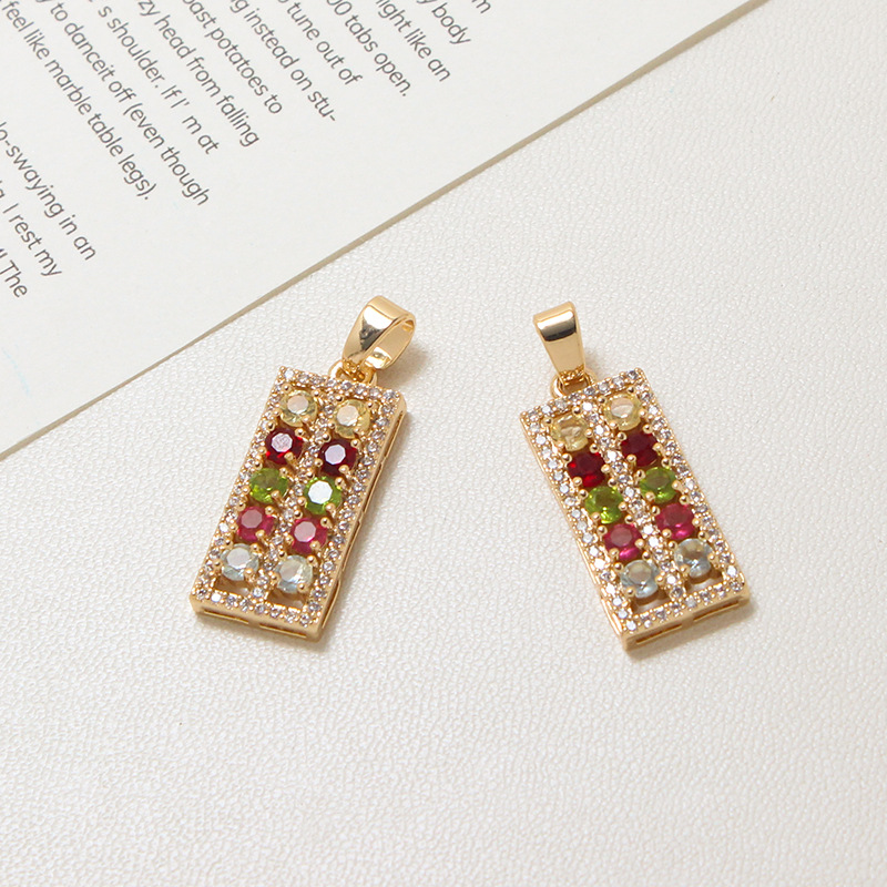 Rainbow Colored Cubic Zirconia Geometric Arrangement Pendant