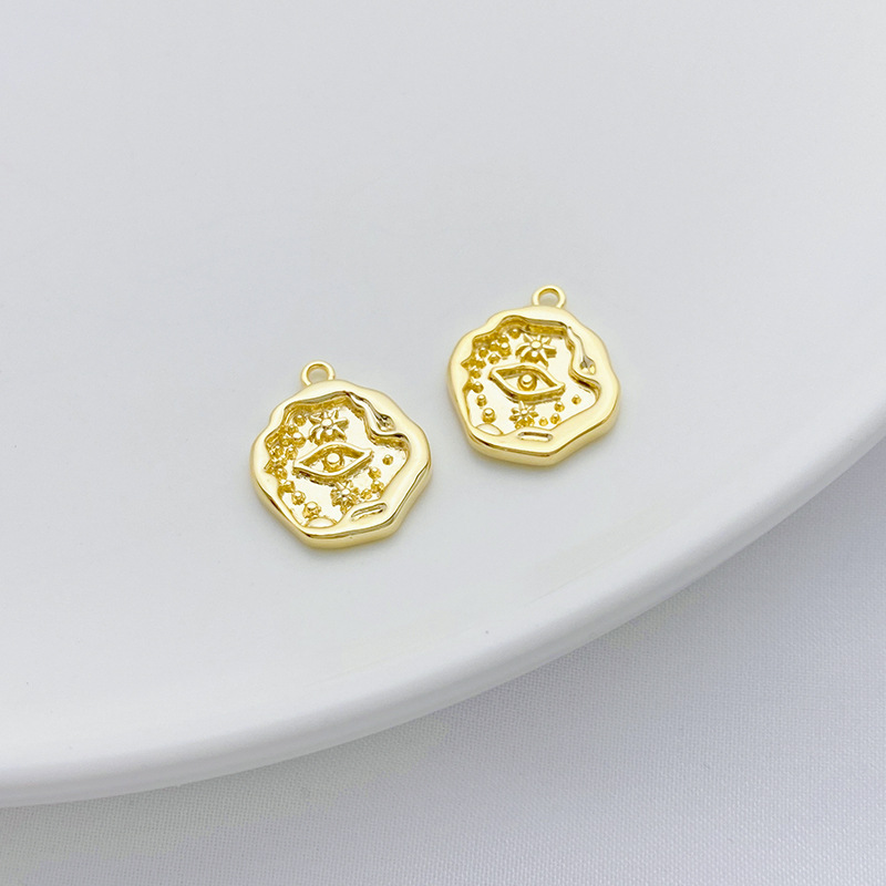 14k Gold Plated Copper Relief Charms Pendant for Jewelry DIY