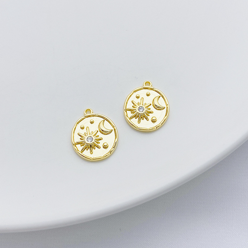 14k Gold Plated Copper Relief Charms Pendant for Jewelry DIY