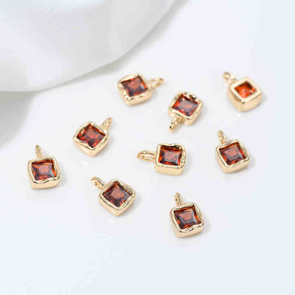 5.8mm Colored Zirconia Inlaid 14k Gold Plated Square with Lava Rim Pen