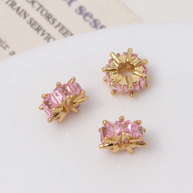 Inlaid Square Zircon Wheel Spacer Bead