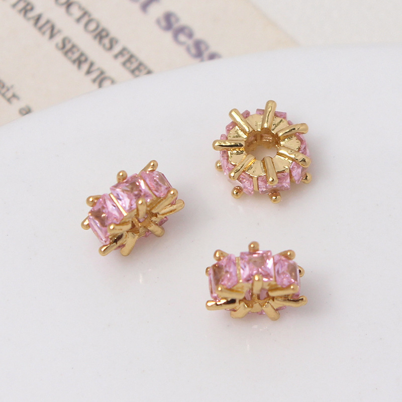 Inlaid Square Zircon Wheel Spacer Bead