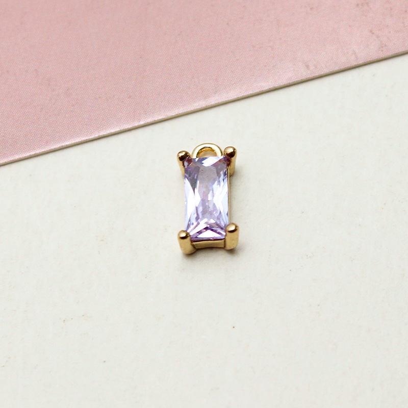 4*8mm Colored Zircon Rectangle Pendant Single Hanging Ring