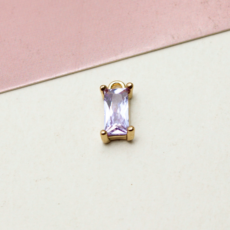 4*8mm Colored Zircon Rectangle Pendant Single Hanging Ring