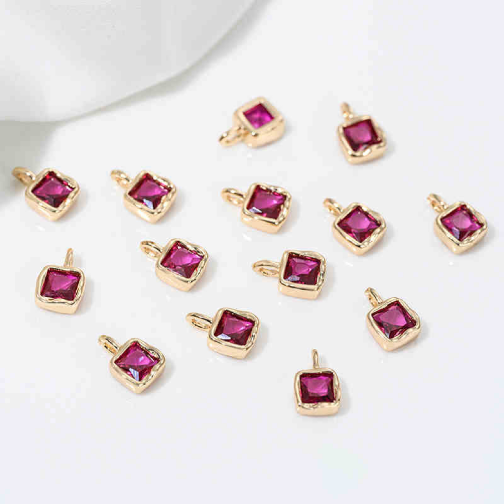 5.8mm Colored Zirconia Inlaid 14k Gold Plated Square with Lava Rim Pen