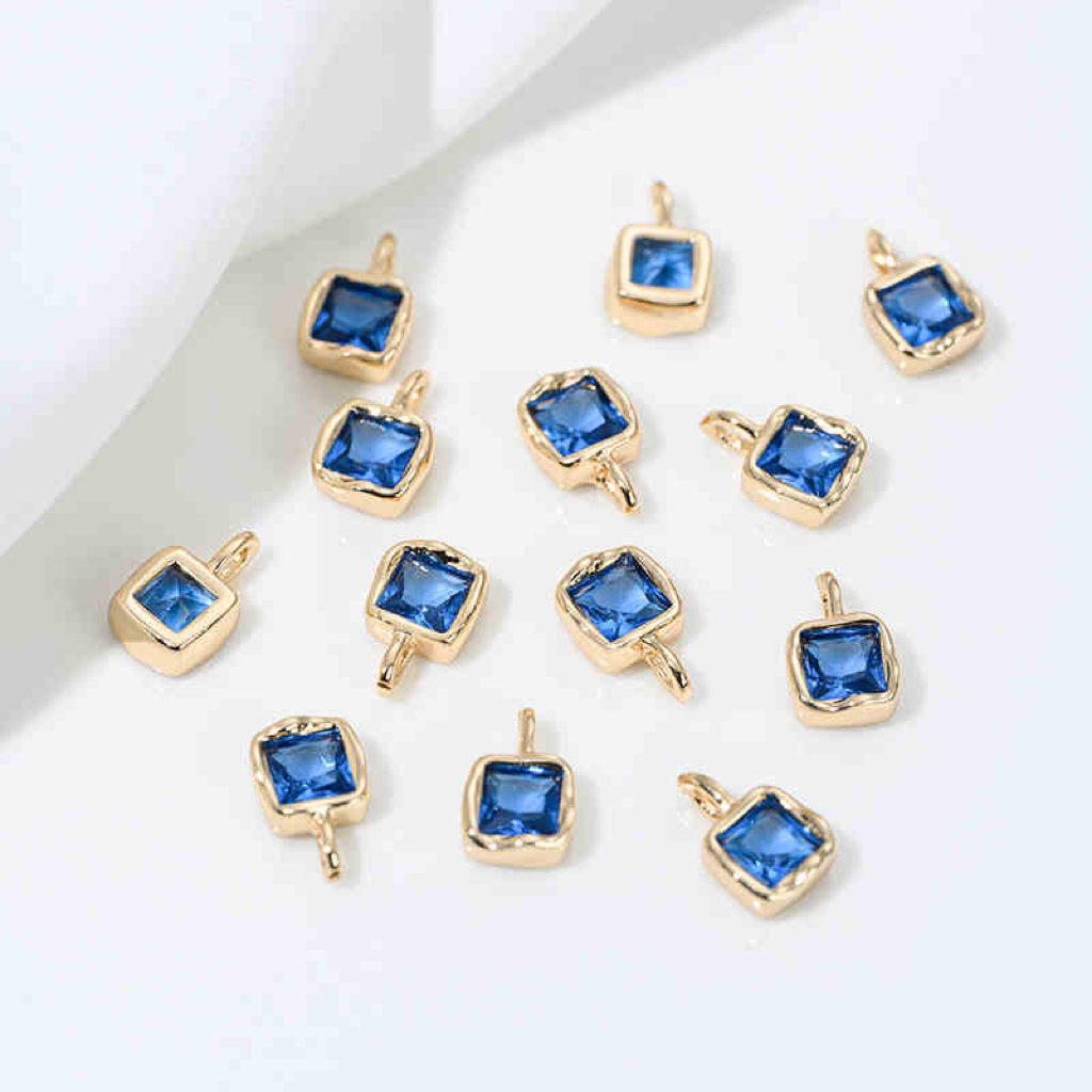 5.8mm Colored Zirconia Inlaid 14k Gold Plated Square with Lava Rim Pen