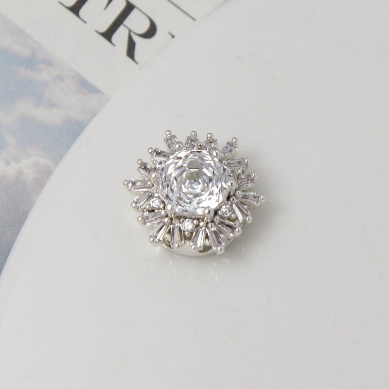 Colorful Rose Cut Zirconia Full Inlaid Snowflake Spacer Bead Multiple Holes