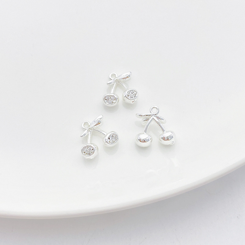 Clear Zircon Inlaid Silver Flower Charm Pendant for Jewelry DIY