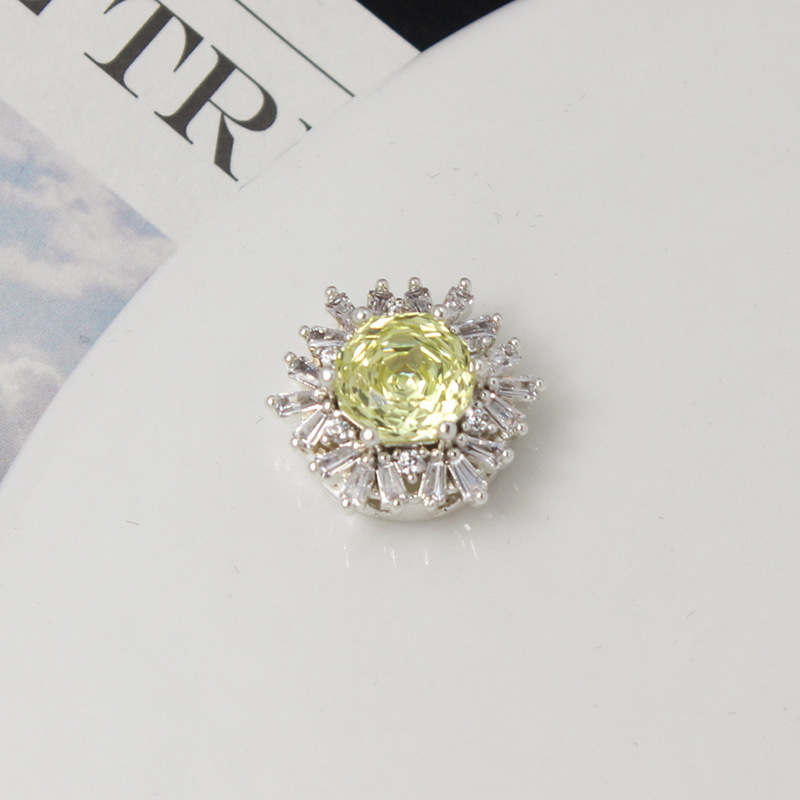 Colorful Rose Cut Zirconia Full Inlaid Snowflake Spacer Bead Multiple Holes