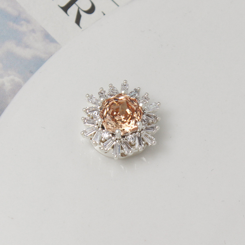 Colorful Rose Cut Zirconia Full Inlaid Snowflake Spacer Bead Multiple Holes