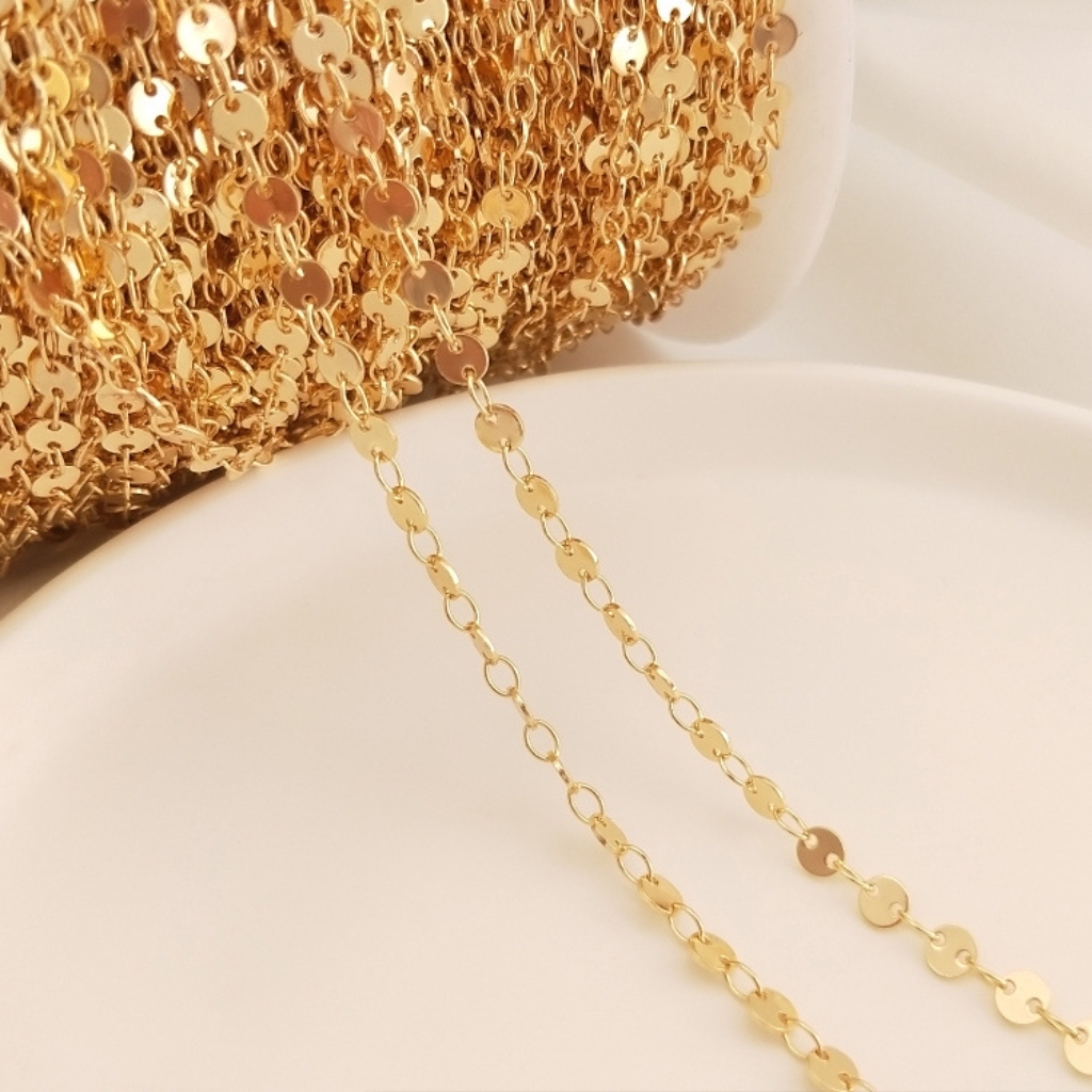 14k Gold Plated Brass Decor Chain for Jwelry DIY Flower Heart 50cm Multiple Style