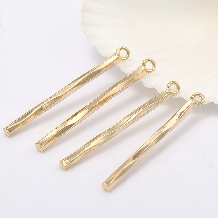22mm Long Strip Pendant 14k Gold Plated Charm for Jewelry DIY