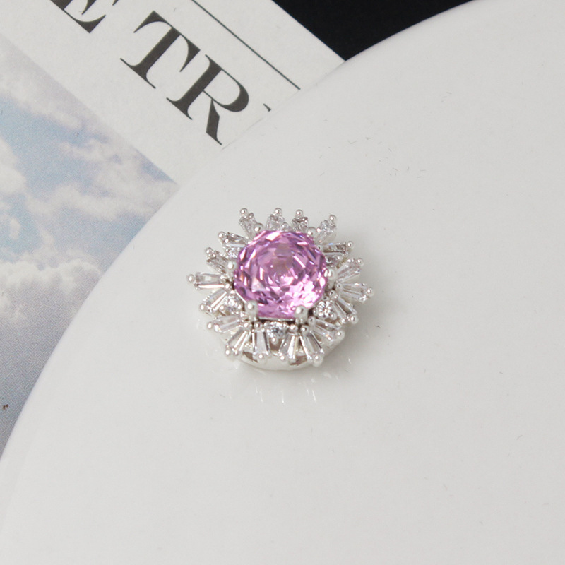 Colorful Rose Cut Zirconia Full Inlaid Snowflake Spacer Bead Multiple Holes