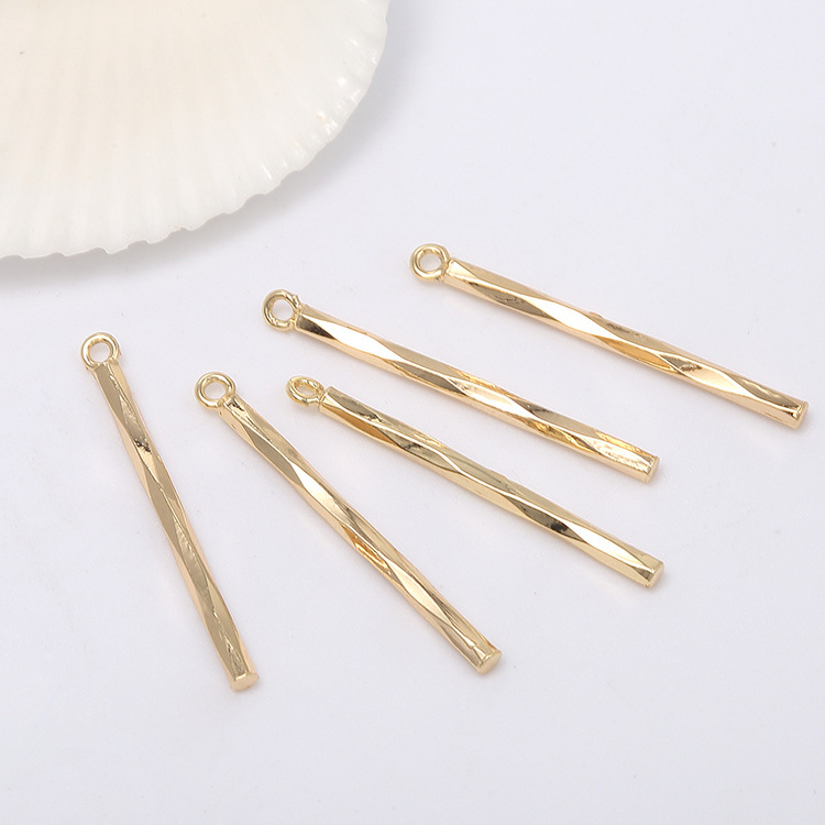 22mm Long Strip Pendant 14k Gold Plated Charm for Jewelry DIY
