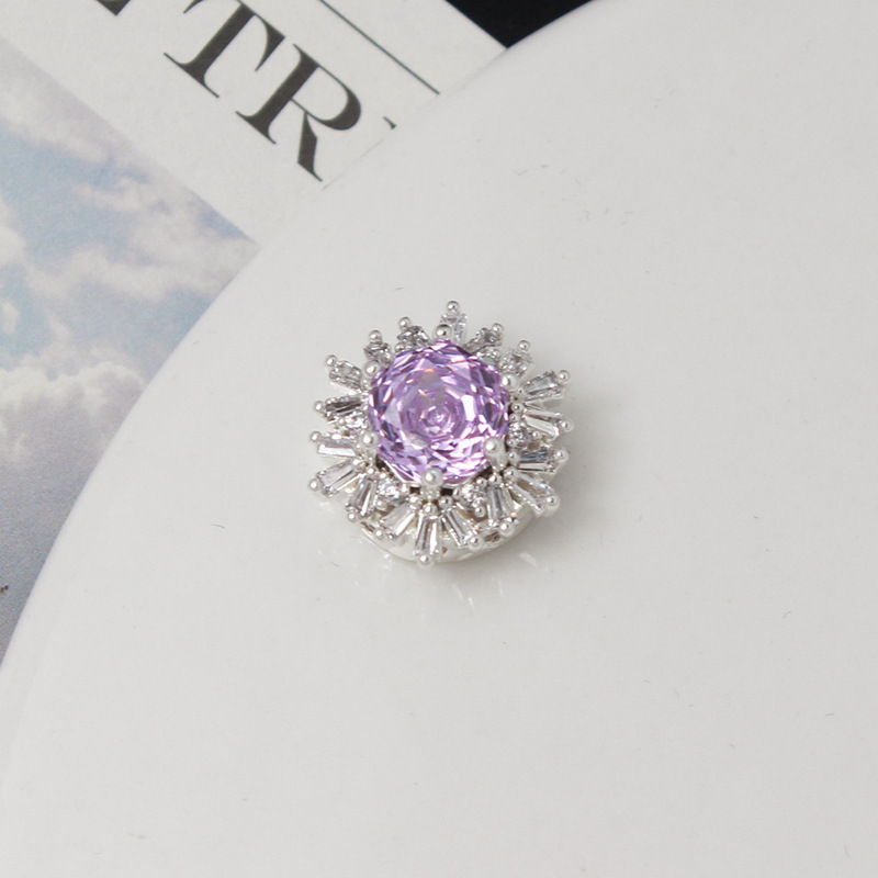 Colorful Rose Cut Zirconia Full Inlaid Snowflake Spacer Bead Multiple Holes