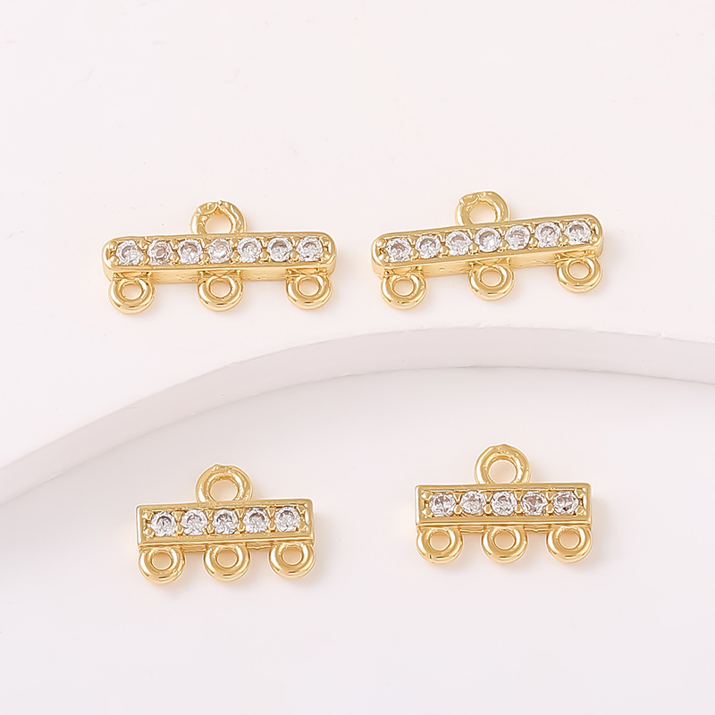 14k Gold Plated Zircon Inlaid 1 to 2 Connector Accessory for Jewelry