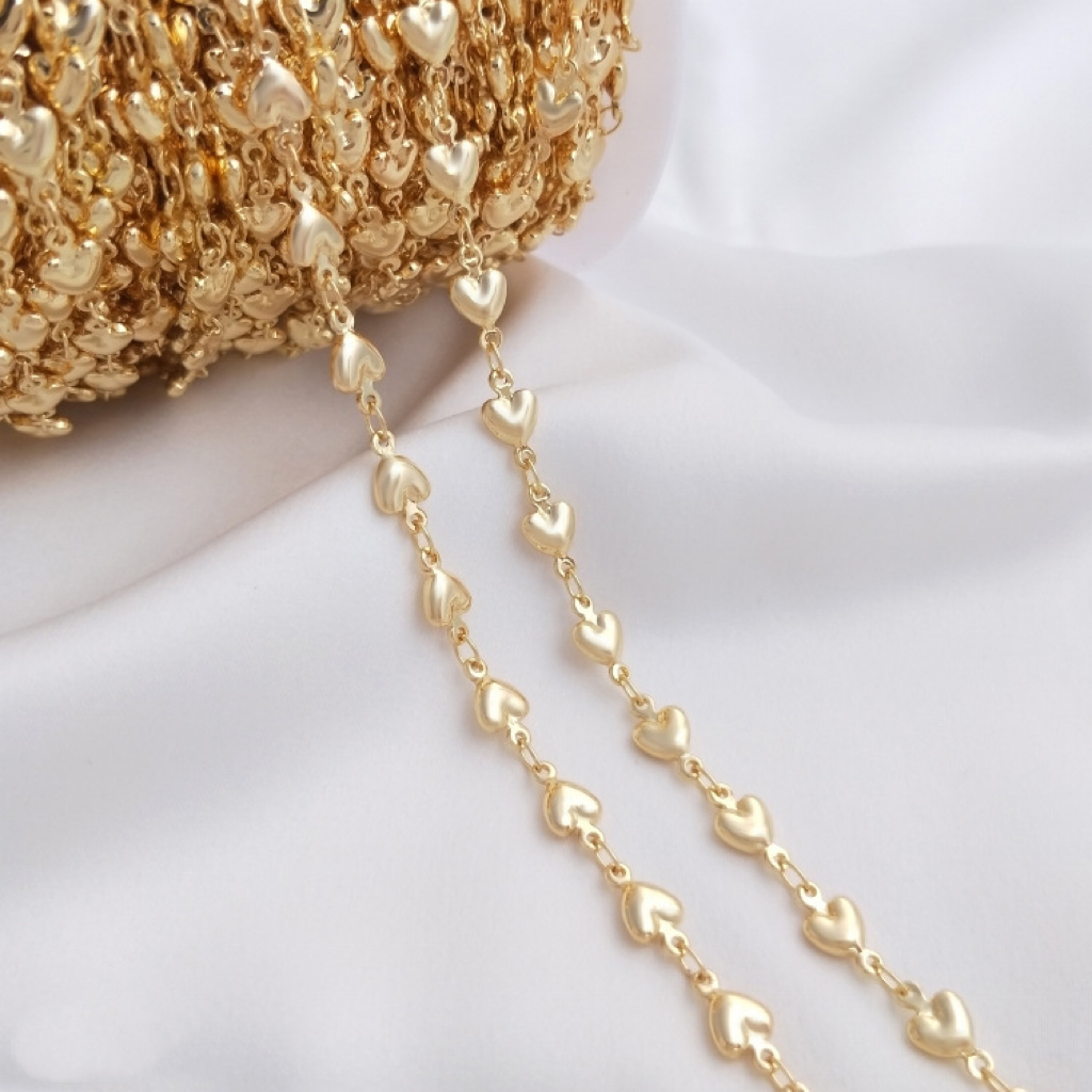 14k Gold Plated Copper Decor Chain for Jwelry DIY Flower Heart 50cm