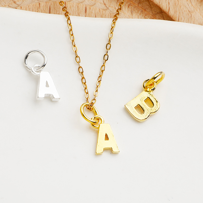 925 Sterling Silver 6*8mm Letters Charms Jewelry Pendant with Hanging Rings