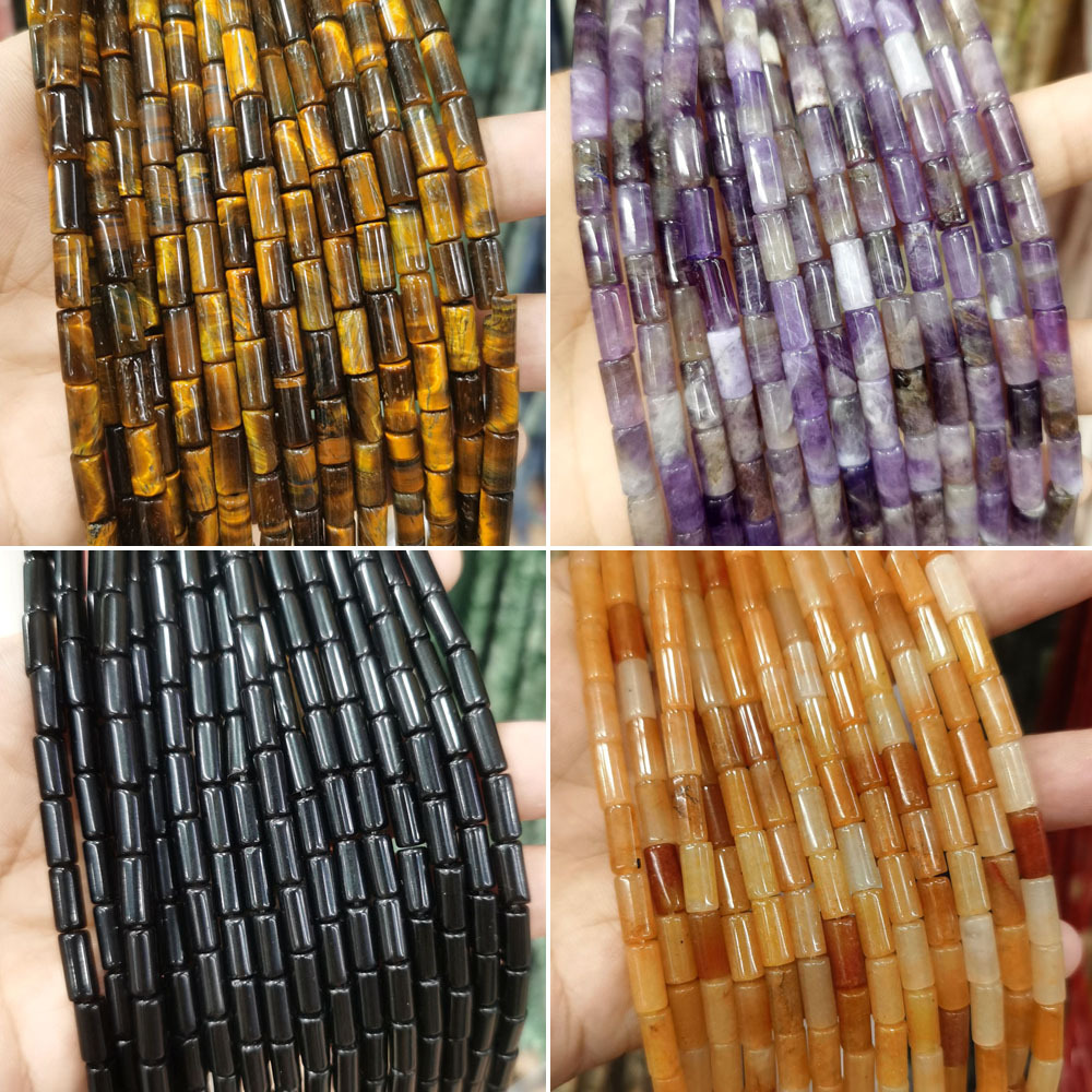 Natural Gemstone 4*9mm Cylindrical Beads Strand