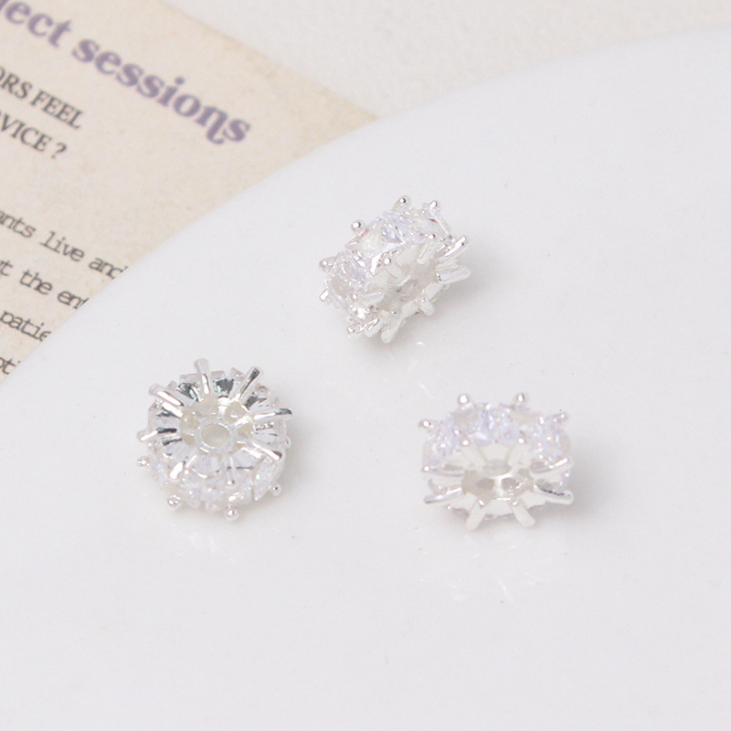 Inlaid Square Zircon Wheel Spacer Bead